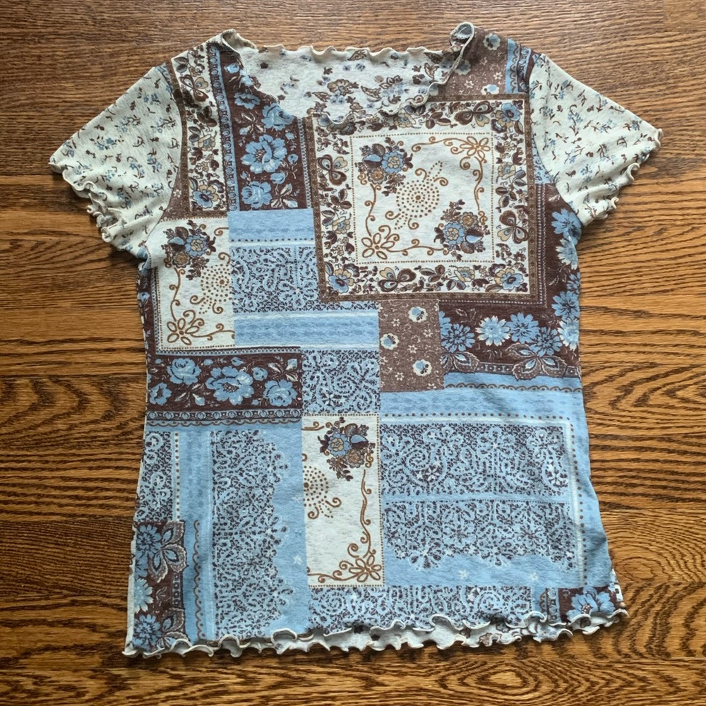 Vintage Mesh Paisley Fitted T Shirt